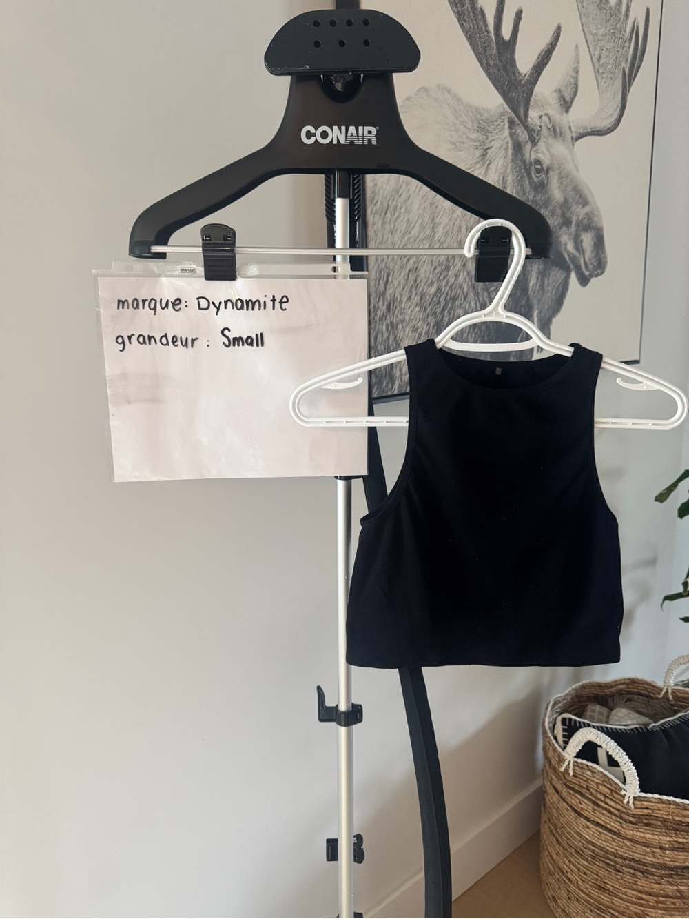 Dynamite Black Cropped Tank with High Neck